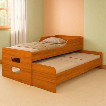Imagem de Bicama Solteiro Robusta Com Cama Auxiliar Em Mdf - Nature - Poloshop E