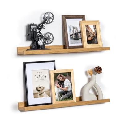 Imagem de Fun Memories Prateleira de borda para fotos, prateleiras flutuantes de 61 cm, conjunto de 2, prateleiras de livros de berçário para armazenamento de brinquedos, estante infantil montada na parede para