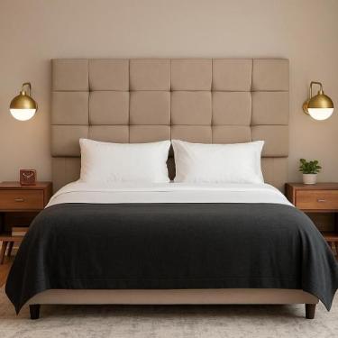 Imagem de Cabeceira Cama Box Solteiro 90 cm Malta em Suede Com Frame - Black Hou