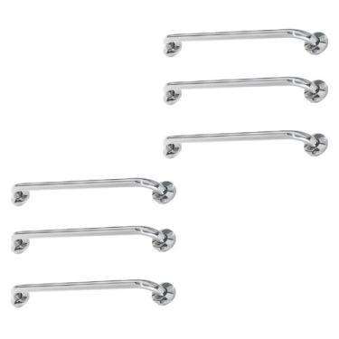 Imagem de Alça Barra de Apoio 60cm Inox Segurança Kit 6 Unidades Banheiro Suport