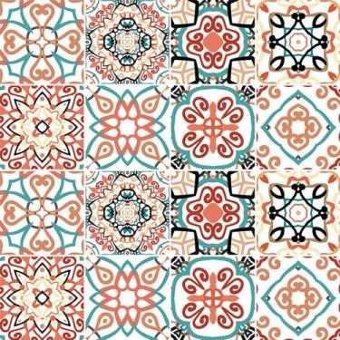 Imagem de Adesivo de Azulejo - Ladrilho Hidráulico - 20cm x 20cm - 16un - 330Azg