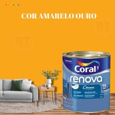 Imagem de Tinta Parede Amarelo Acrílica Fosca Renova 800ml - Coral, AMARELO OURO