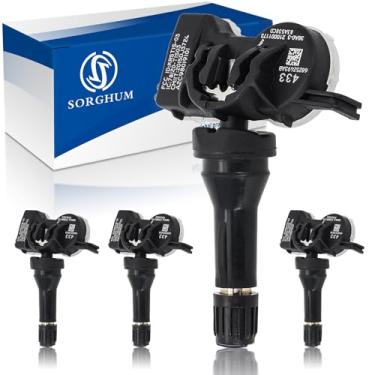 Imagem de Sistema de monitoramento da pressão dos pneus Sorghum - Sensores TPMS pré-programados 4 peças 433 MHz Compatível com Jeep Dodge Chrysler Ram Mitsubishi Alfa Romeo 2008-2024 Substitui # 68252493AB
