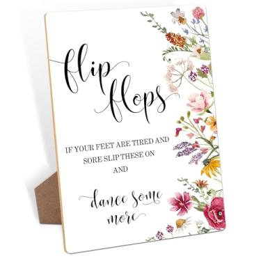 Imagem de Placa de chinelo, placas de casamento para cerimônias e recepções, decorações florais de chá de panela, decoração de chá de panela de madeira, suprimentos de pista de dança de casamento para festas de