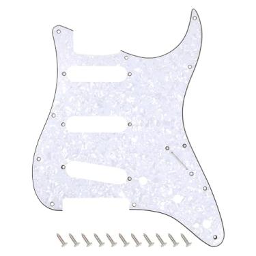 Imagem de Banworks 4 Ply Strat SSS Pickguard Placa de arranhão para guitarra elétrica de 11 furos para para-lama EUA/Mexicano estilo moderno Stratocaster ST JT/HB-01 branco pérola