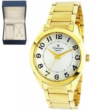 Imagem de Relógio Champion Feminino Elegance Dourado CN25029W + Kit SemiJoias