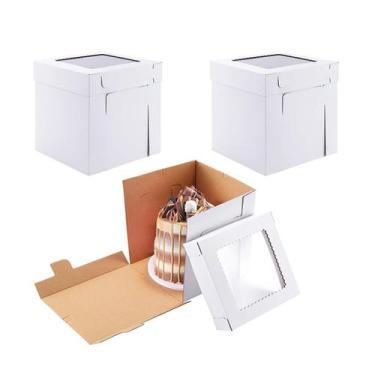 Imagem de Caixas de bolo Huoshange Tall para bolos Tier 20x20x20cm pacote com 12