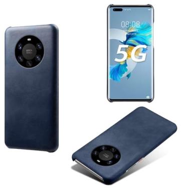 Imagem de Capa para Huawei Mate 40 PRO PLUS,Proteção contra quedas,Casca de volta de cor sólida simples,Design de couro de imitação de plástico-Blue
