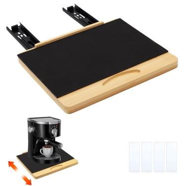 Imagem de MinBoo Deslizador de eletrodomésticos de bambu, bandeja deslizante para cafeteira, bandeja de enrolar para eletrodomésticos de bancada de cozinha, desliza facilmente sob o armário, larga - pequena (30