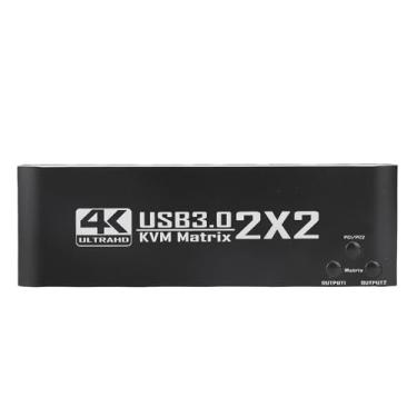 Imagem de Yunseity Seletor de KVM de Monitor Duplo, Divisor de KVM, Dois PC Compartilham Monitores Duplos e 4 USB, Suporte Remoto de Suporte, para 7, 8, 10, para OS X, para Linux e para Sistemas