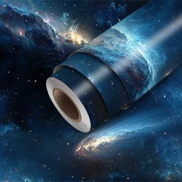 Imagem de HOMETITUTE Papel de parede Galaxy Peel and Stick Space Star Contact 300 cm x 45 cm Revestimento de parede decorativo de vinil autoadesivo para quarto, sala de estar, quarto de crianças, decoração