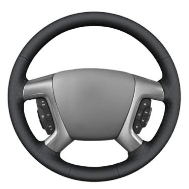 Imagem de MEWANT Capa de volante costurada à mão para Chevrolet Silverado 1500 2007-2013/Silverado 2500 2007-2014/Silverado 3500 2007-2014/Avalanche 2007-2013/Suburban/Tahoe/Traverse