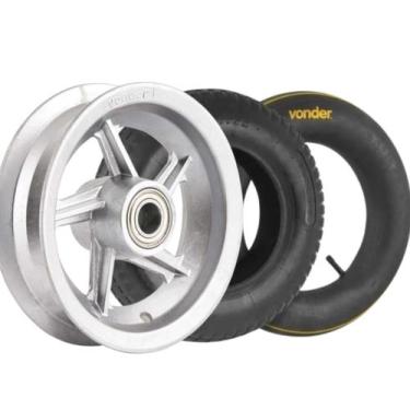 Imagem de Kit Roda Aro 8 Câmara Pneu P/ Carga Carrinho De Mao Vonder