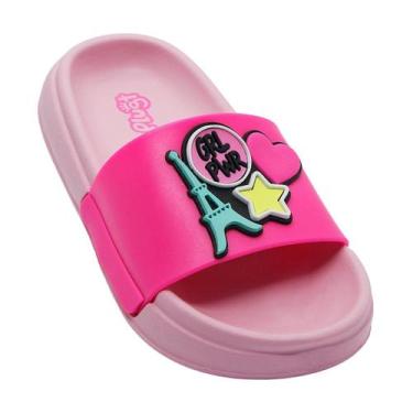 Imagem de Slide Plugt Floquinho Girl Power Preto e Rosa com Enfeites Divertidos 