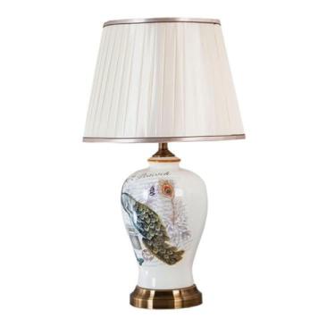 Imagem de Lighting Collection Ledger Rustic Farmhouse Light Grey Ceramic 23.6-inch Bedroom Living Room Home Office Desk Nightstand Table Lamp/Ginger jar table lamp