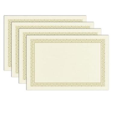 Imagem de Conjunto de 4 jogos americanos dourados com borda reta, tapetes de mesa de tecido de linho lavável e resistente ao calor, antiderrapante para decoração interna e externa, 30 x 45 cm