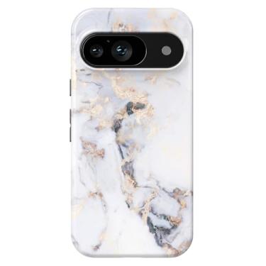 Imagem de Obbii Compatível com Google Pixel 10/10 Pro, capa protetora 2 em 1 fina, resistente, híbrida, rígida, de silicone macio, amortecedor, antiarranhões, 16 cm (mármore dourado branco)
