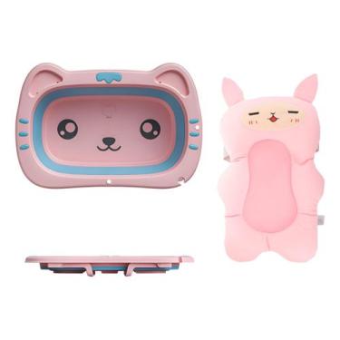 Imagem de Kit Banheira Infantil Vitoriana Gatinho C/ Almofada Coelho - Tibaby, R