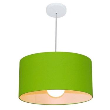 Imagem de Lustre Pendente Cilíndrico Free Lux Para Mesa De Jantar, Sala, Quarto, Churrasqueira E Balcão. Verde-limão Tam: 50x21cm