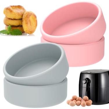 Imagem de DJAPWPX 4 peças de moldes de ovo para fritadeira a ar, antiaderente, silicone, ramequins de 10 cm, fritadeira a ar, resistente à temperatura, fritadeira a ar, prato de ovos, lavável na lava-louças,