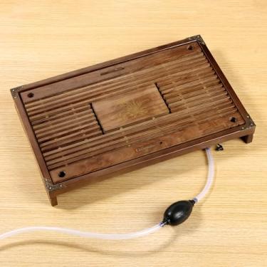 Imagem de Bandeja de chá de madeira, bandeja de chá de Kung Fu chinês com chassi de água de drenagem, conjunto de chá Kungfu para drenagem, mesa de chá Kungfu para casa/escritório