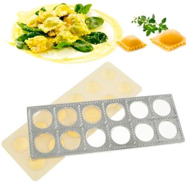 Imagem de LZVXTYM Máquina de ravioli - Molde de prensa de 12 furos, ferramenta manual de bolinho italiano, prensa multiuso de liga de alumínio para Pierogi, Wonton, Potsticker, Manti