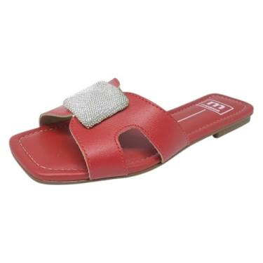 Imagem de Chinelo Rasteiro Feminino Conforto Strass Pin Leve Moleca