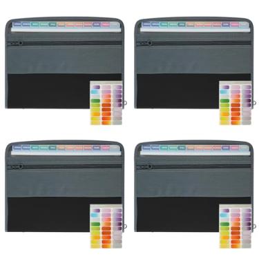 Imagem de Organizador de arquivos de plástico de 4 peças, à prova d'água, pacote de arquivos de espaço amplo com classificação transparente com zíper para escritório em casa, escola.