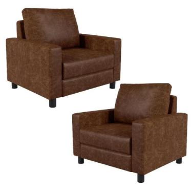 Imagem de Kit 02 Poltronas Malta L02 material sintético Marrom - LYAM DECOR