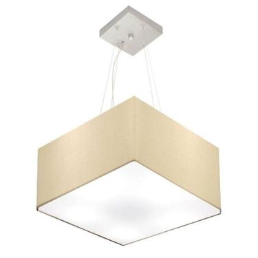 Imagem de Lustre Pendente Quadrado Md-4005 Cúpula Em Tecido 21/35x35cm Algodão Crú - Bivolt