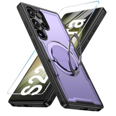 Imagem de Capa para Samsung Galaxy S23 Ultra/S22 Ultra compatível com Mag-Safe, suporte de anel giratório 360, capa com suporte magnético, capa de telefone à prova de choque de grau militar, com protetor de