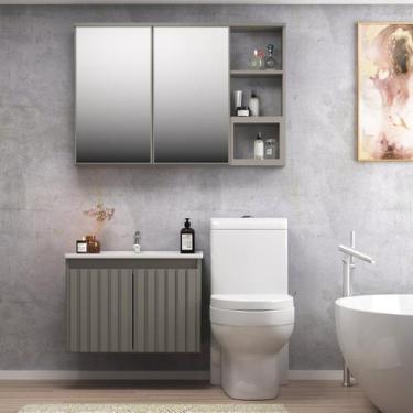 Imagem de Conjunto Gabinete para Banheiro com Espelheira Sampa - Belizze