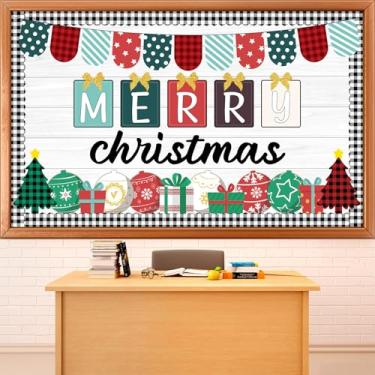 Imagem de Decorações de quadro de avisos de Natal, caixas de presente de árvore de Natal, recortes de papel, Feliz Natal, xadrez, buletins, sala de aula, kit de quadro de avisos de dezembro, para quadro-negro