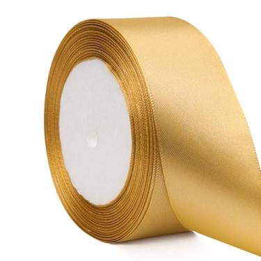 Imagem de Fita de cetim dourada champanhe de 3,8 cm x 25 m, fitas de tecido de face única para rosas eternas, buquês de flores, embrulho de presente, artesanato, chá de panela, decoração de casamento