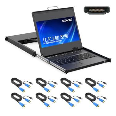 Imagem de MT-VIKI Rack Mount Kvm Hdmi Com Monitor Lcd De 17,3'', 1080P 8 Portas Lcd Kvm Console Touch-Pad Integrado++Monitor+Teclado+8 Cabos Kvm, Suporta Osd/Tecla De Atalho, Cabe Em Rack 1U De 19''