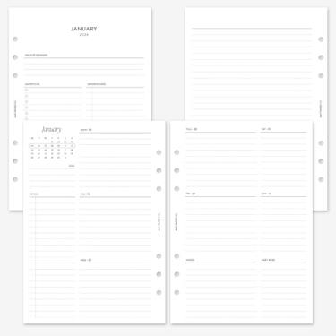 Imagem de MAY PAPER CO. Refil de agenda semanal A5 2026, agenda semanal em duas páginas para Filofax A5 e LV GM Agenda de 6 anéis (Horizontal com tarefas de corrida)