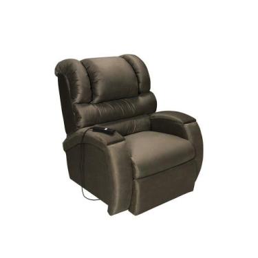 Imagem de Poltrona Do Papai Imperial Reclinável C/Controle Veludo Liso Marrom - 