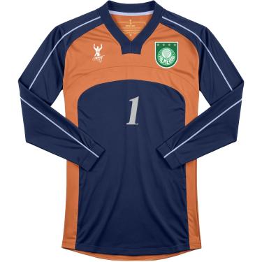 Imagem de CAMISETA M/L MASCULINA PALMEIRAS GOLEIRO RETRÔ 2000, LARANJA/AZUL, GG