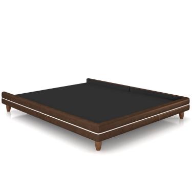 Imagem de Cama Casal Base Box Pés Madeira 160cm Suném P05 Couríssimo Marrom - Lyam Decor