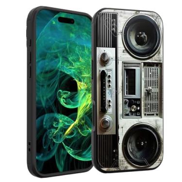 Imagem de smauncucn Capa para iPhone 17 Pro com capa de câmera deslizante, capa protetora resistente à prova de choque de camada dupla híbrida resistente para iPhone 17 Pro 6,3 polegadas 2025, retrô Boombox