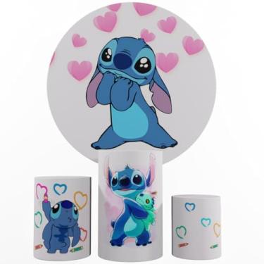 Imagem de Kit Decoração Festa, Painel Stitch + Trio Capas De Cilindros (Color 05)