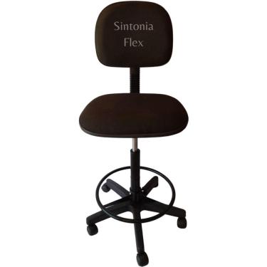 Imagem de Cadeira Caixa Alta Aro E Rodízio Preto Pra Recpçao Balcao