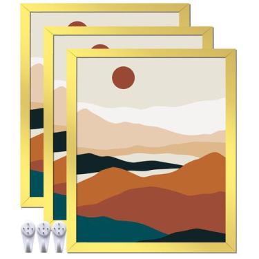 Imagem de Conjunto de 3 porta-retratos ijuerybai Gold para fotos 9x11