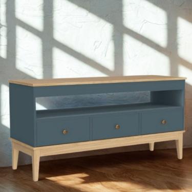 Imagem de Rack para TV até 50 Polegadas 3 Gavetas com Pés de Madeira Colonial Movelbento