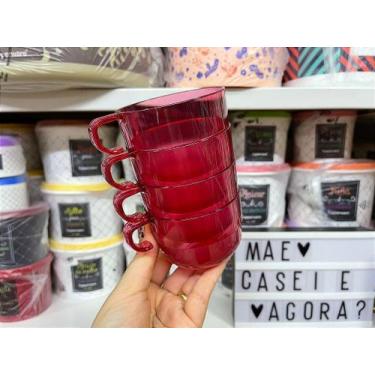 Imagem de Kit de 4 Xícaras Premier Rosa Transparente de 185 ml - Tupperware