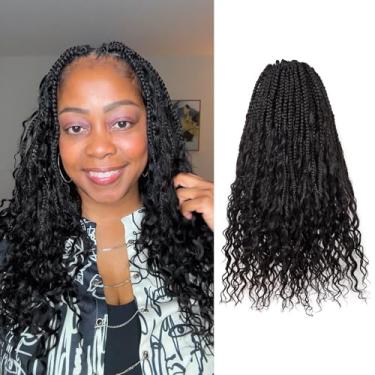 Imagem de ToyoTress Tranças de crochê Boho cabelo humano - 30,5 cm 8 pacotes (96 fios) cabelo de crochê pré-enrolado feito à mão para mulheres negras, preto natural pré-torcido curto Bob cabelo trançado humano