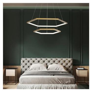 Imagem de Luminária pendente moderna de LED dourada de luxo para sala de estar e jantar, decoração de iluminação, lustre, lustre para quarto interno, luminária suspensa, luminária de lustre