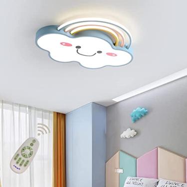 Imagem de Luminária de teto LED para quarto infantil, luminária de teto decorativa em acrílico para quarto de meninos e meninas com controle remoto, luminária de teto com design de nuvem para sala de