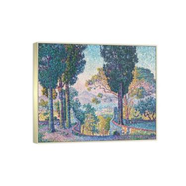 Imagem de Impressão em tela famosa pintura paisagem arte de parede árvore 2 - pôster de moldura prata para decoração de casa 70 x 85 cm 27 x 33 pol