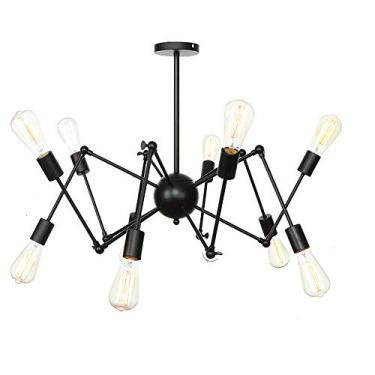 Imagem de Lustre de vento industrial estilo vintage, luzes E27, lustre Sputnik para piso inclinado, teto, quarto, sala de estar, sala de jantar, cozinha, iluminação cromada